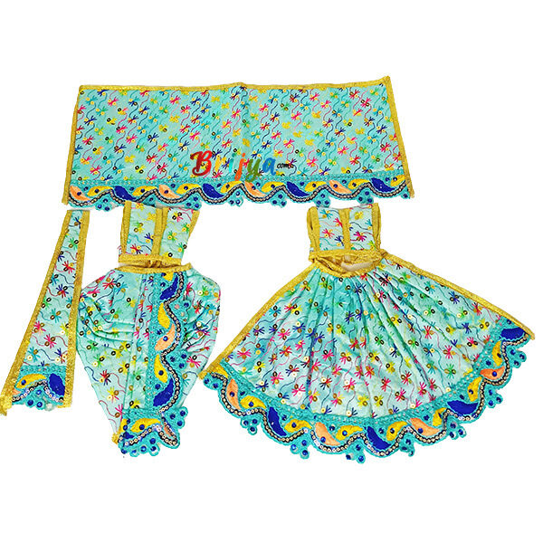 Skyblue Heavy Embroidery Dress For Radha Krishan Ji