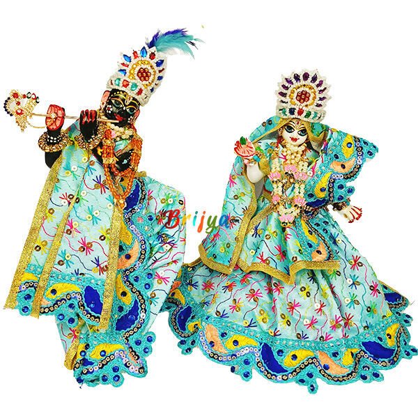 Skyblue Heavy Embroidery Dress For Radha Krishan Ji