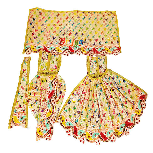 Peach Heavy Embroidery Dress For Radha Krishan Ji