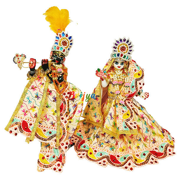 Peach Heavy Embroidery Dress For Radha Krishan Ji
