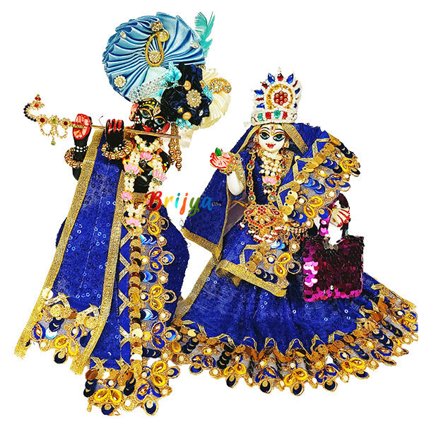 Blue Net Sequence Embroidery Work Poshak For RK