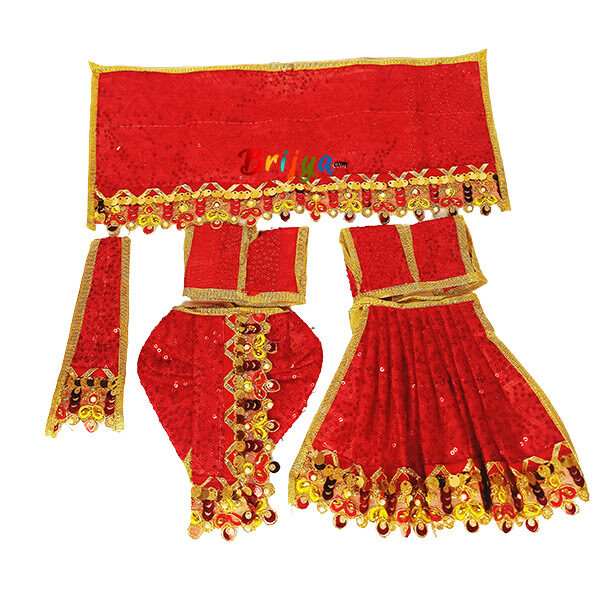 Red Net Sequence Embroidery Work Poshak For RK