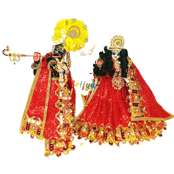 Red Net Sequence Embroidery Work Poshak For RK