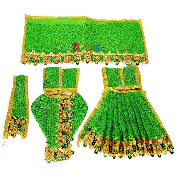 Green Net Sequence Embroidery Work Poshak For RK