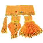 Orange Net Sequence Embroidery Work Poshak For RK