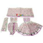 Purple Net Glitter Sparkle Work Dress For Radha Krishna Ji