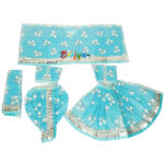 Skyblue Net Glitter Sparkle Work Dress For Radha Krishna Ji