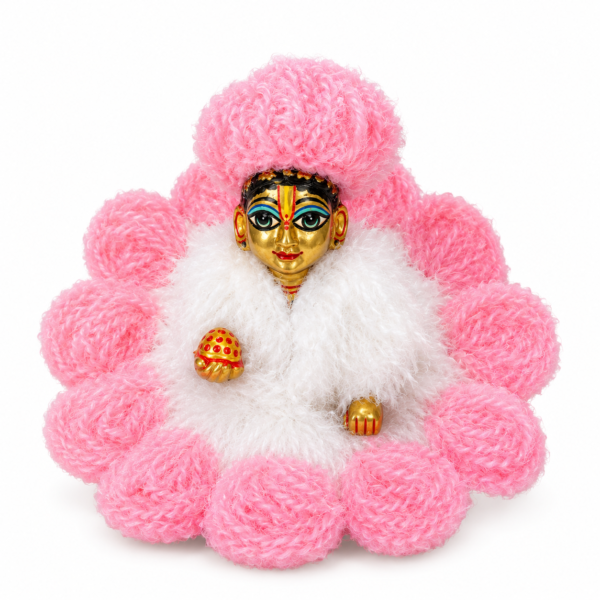 Pink White 2 Shining Woolen Dress For Bal Gopal Ji