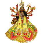 Elegant Heavy Pearl Stone Work Yellow Lehnga Patka For DurgaMaa