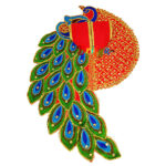 Red Peacock Design embroidery stone work