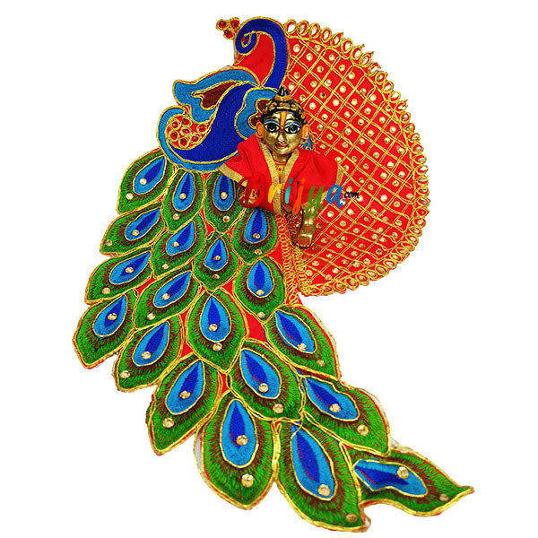 Red Peacock Design embroidery stone work