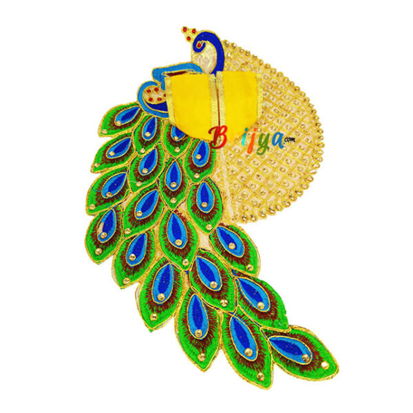 Yellow Peacock Design embroidery stone work