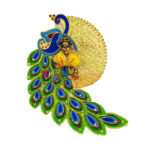Yellow Peacock Design embroidery stone work