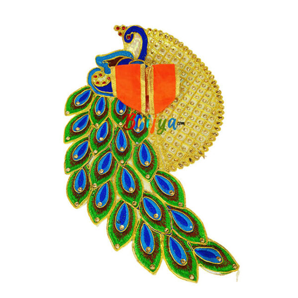 Orange Peacock Design embroidery stone work
