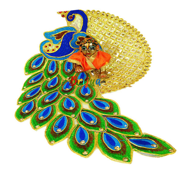 Orange Peacock Design embroidery stone work