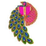 Magenta Peacock Design embroidery stone work - Image 2