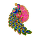 Magenta Peacock Design embroidery stone work