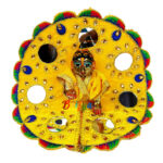 Yellow velvet kundan glass work