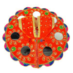 Orange velvet kundan glass work