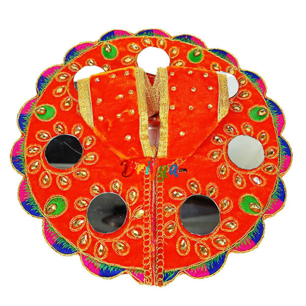 Orange velvet kundan glass work