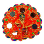 Orange velvet kundan glass work