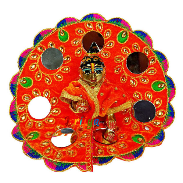 Orange velvet kundan glass work