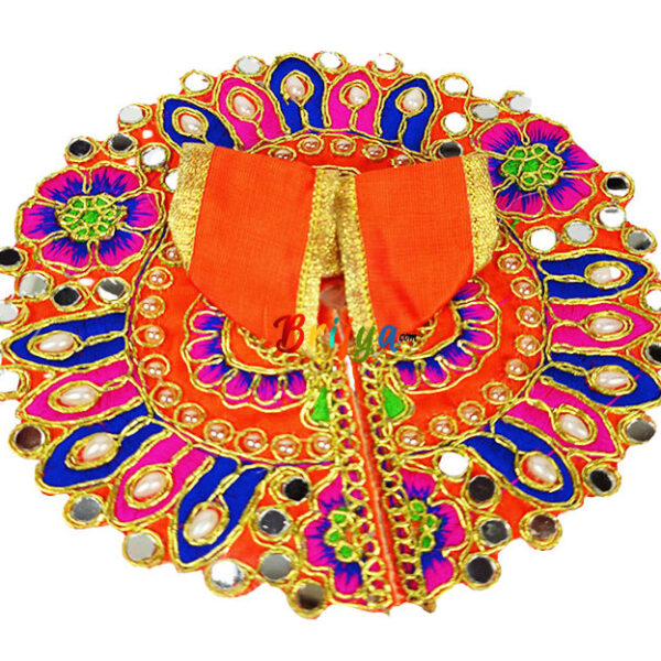 Orange Kundan mirror work for Gopal ji