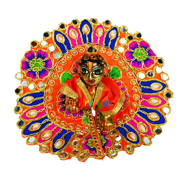 Orange Kundan mirror work for Gopal ji