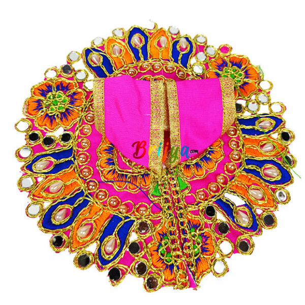 Magenta Kundan mirror work dress for Gopal ji