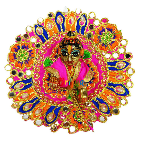 Magenta Kundan mirror work dress for Gopal ji