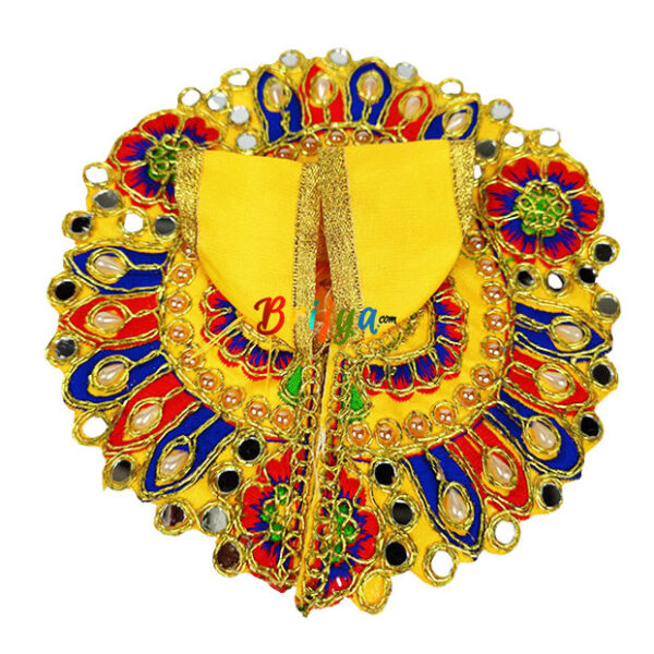 Yellow Kundan mirror work