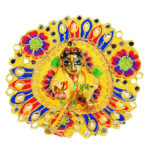 Yellow Kundan mirror work