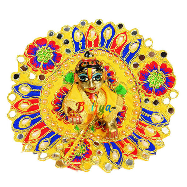 Yellow Kundan mirror work