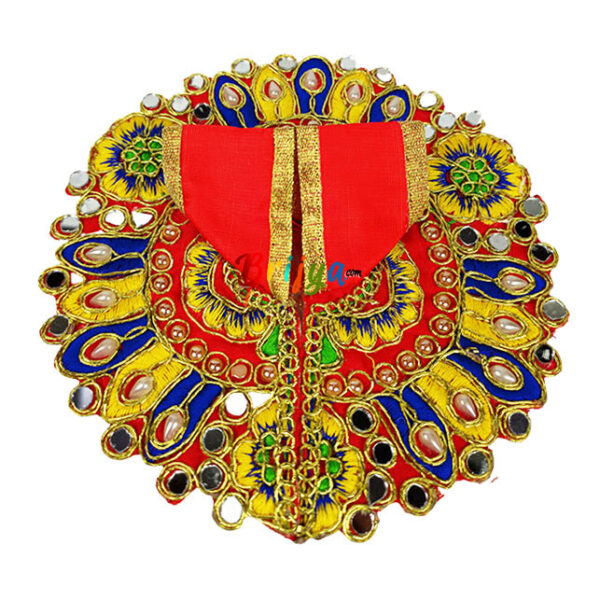 Red Kundan mirror work dress for Gopal ji