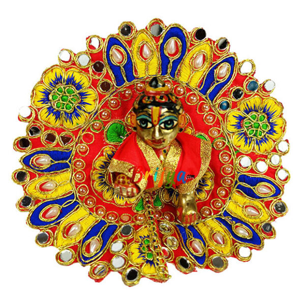 Red Kundan mirror work dress for Gopal ji