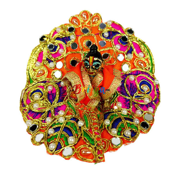 Orange pearl kalabattu work dress for Laddoo