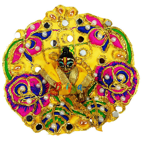 Yellow pearl kalabattu work dress for Laddoo