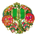 Green pearl kalabattu work dress for Laddoo