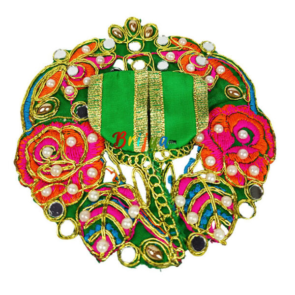 Green pearl kalabattu work dress for Laddoo