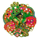 Green pearl kalabattu work dress for Laddoo