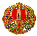 Red pearl kalabattu work dress for Laddoo