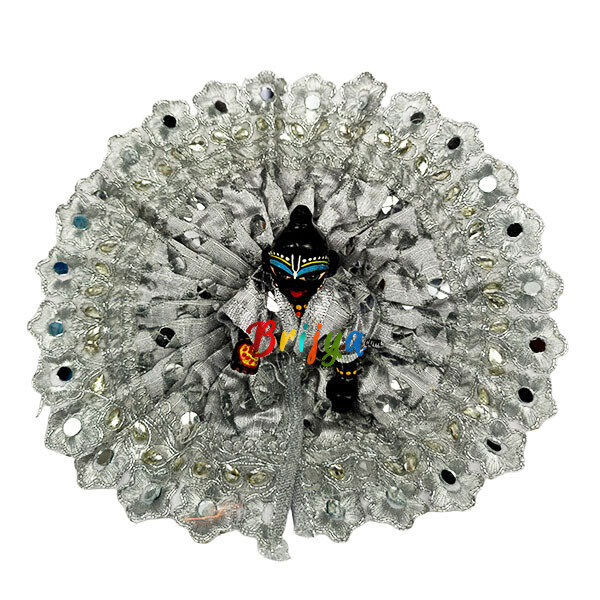 Light grey chicken embroidery bal gopal vastra