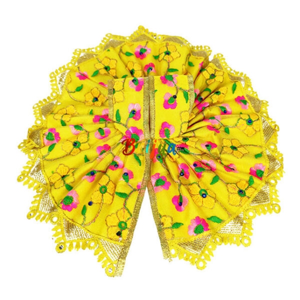 Yellow net resham embroidery Laddoo gopal dress