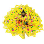 Yellow net resham embroidery Laddoo gopal dress