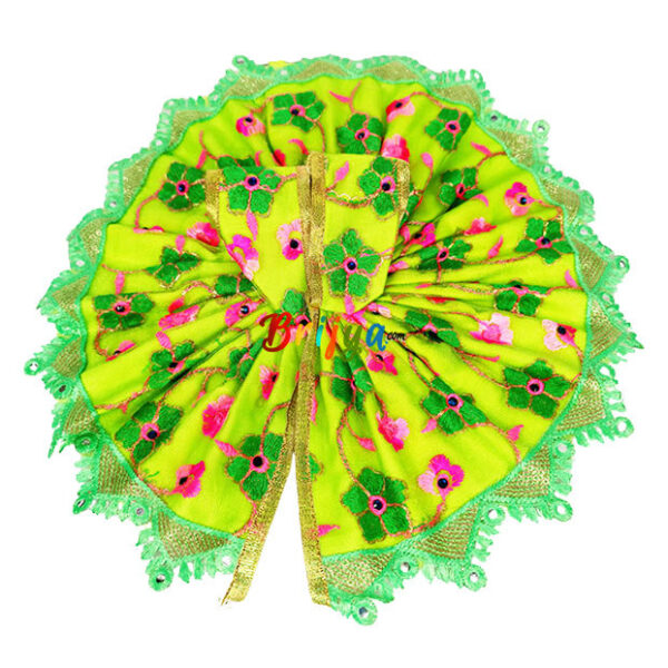 Parrot green net resham embroidery Laddoo gopal dress