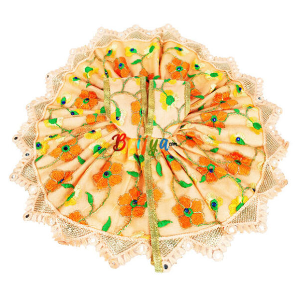 Peach net resham embroidery Laddoo gopal dress