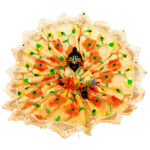 Peach net resham embroidery Laddoo gopal dress