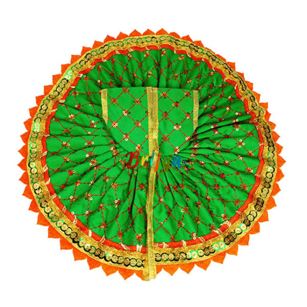 Red thread embroidery Green gopal dress