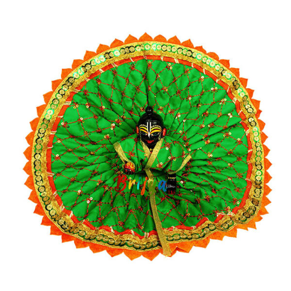 Red thread embroidery Green gopal dress