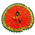 Green thread embroidery Orange gopal dress
